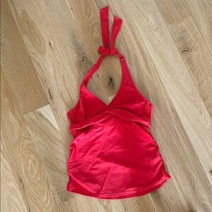 Athleta Bright Red Halter Swim Top